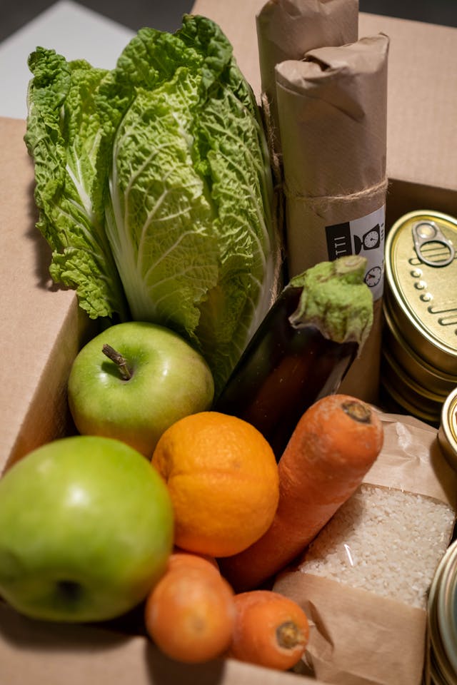 A basket of fresh, organic farm produce