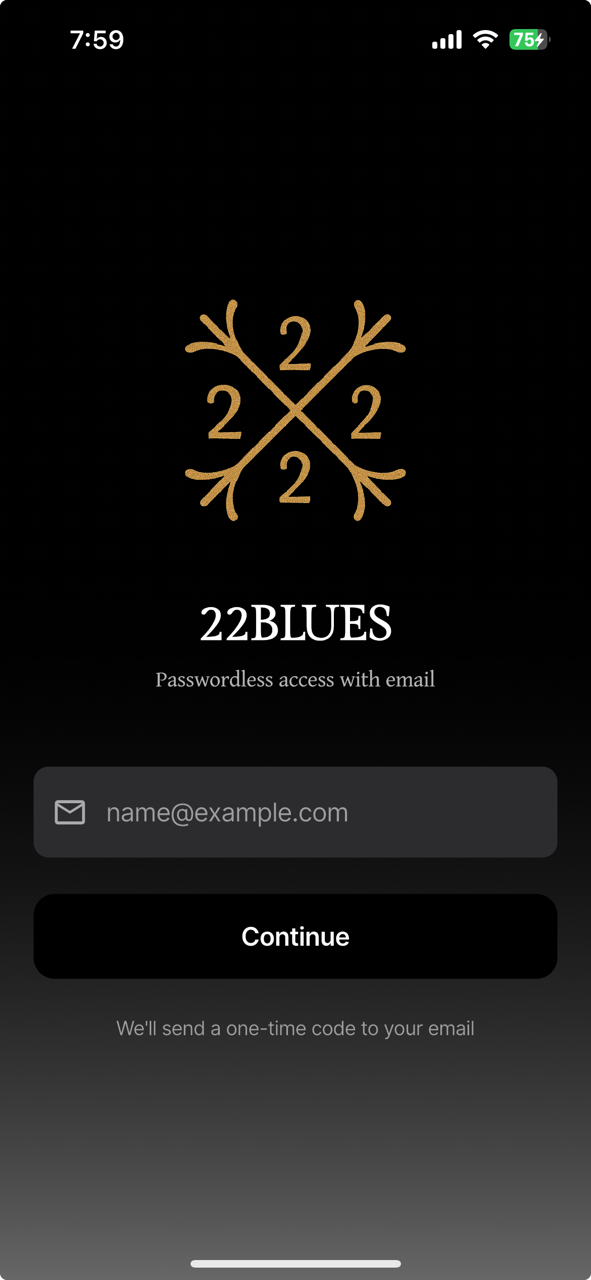 22Blues App Screen
